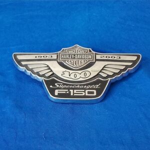 2003 OEM Harley-Davidson Ford F-150 Supercharged Silver 100th Emblem Badge